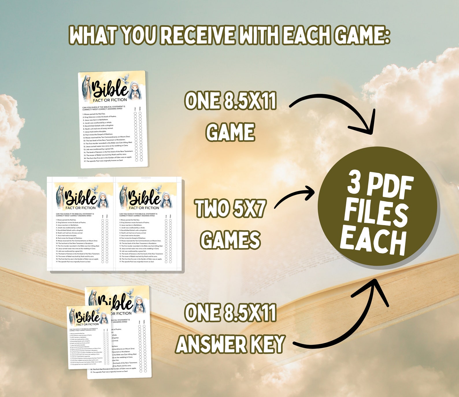 Bible Games Bundle, 10 Games, for Adults and Kids, Church Activities ...