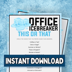 This or That Office Icebreaker Game, Party Game, CoWorker Bonding Game, Group Activity, Office Icebreaker Printable, Work Party Game