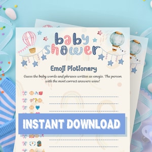 Baby Shower Emoji Pictionary Game, Fun Emoji Quiz, Guest Icebreaker, Fun Baby Shower Activity, Kids, Teens, Adults, Baby Shower Printable