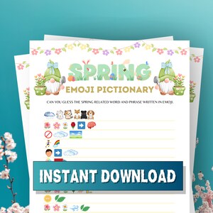 Spring Emoji Pictionary Game, Spring Trivia, Hello Spring, Spring Printable, Fun Spring Game, Party Game, Spring Activity, Springtime Print