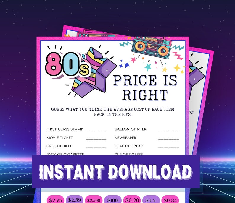 80s Price is Right Game, the Price is Right, 80s Game Night, Nostalgic ...