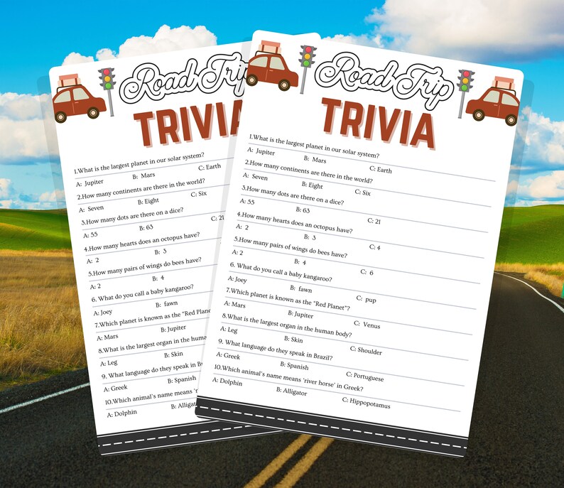 Road Trip Trivia Game, Trivia, Road Trip Quiz, Fun Group Car Game, Family Vacation Game, Family ...
