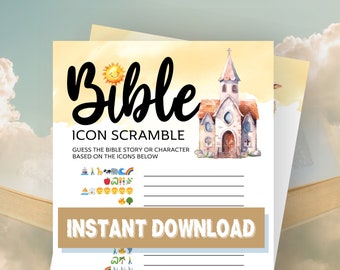 Bible Emoji Icon Game, Emoji Pictionary, Christian Game, Bible Study Activity, Bible Game, Jesus Retreat Game, Church Party Game