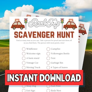 Road Trip Scavenger Hunt Game, Scavenger Hunt, Fun Car Game, Nature Car Printable, Travel Printables For Kids, On The Road, Travel Game