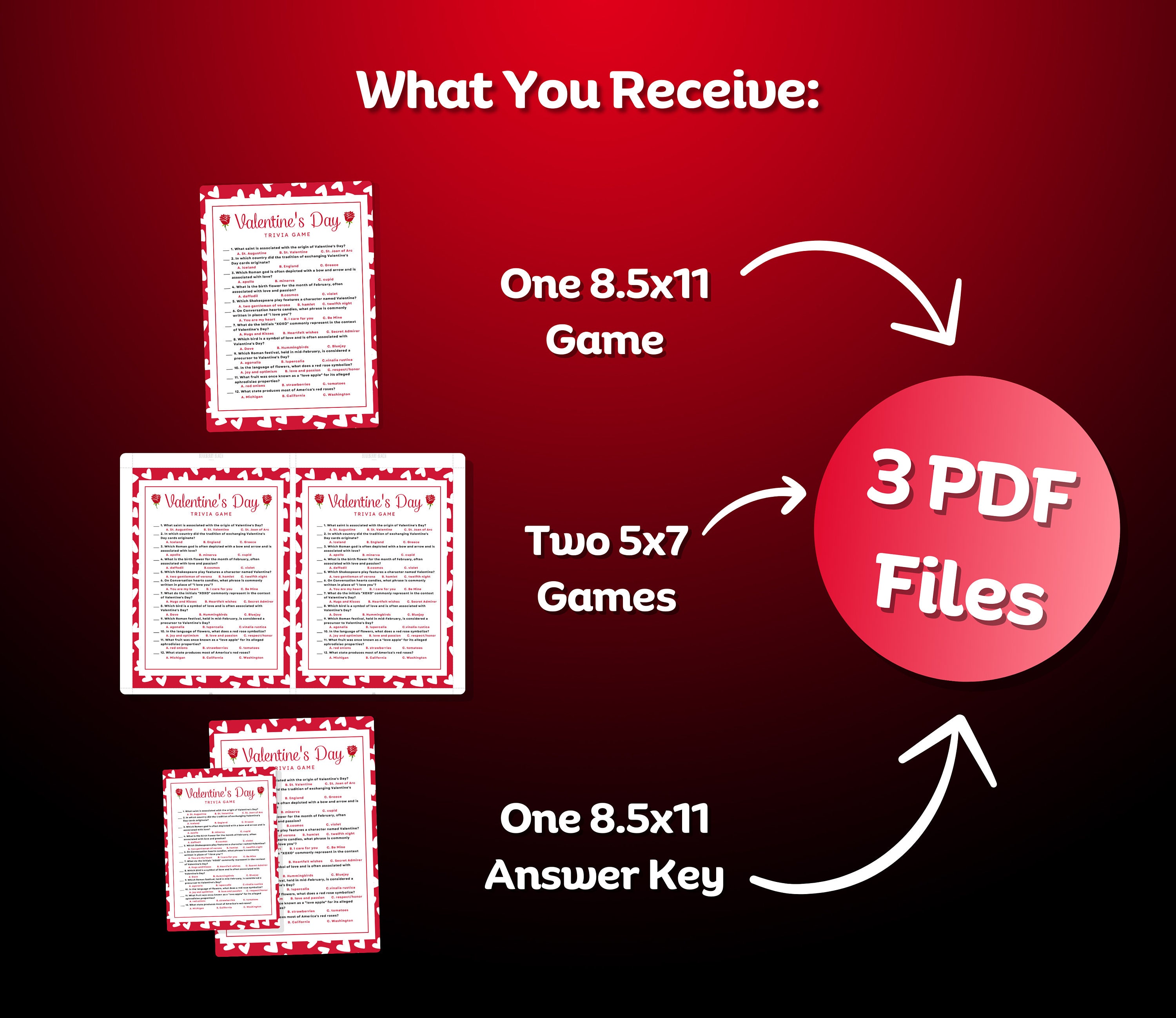 Valentines Day Trivia Game, Valentine Day, Party Games, Adults, Kids ...