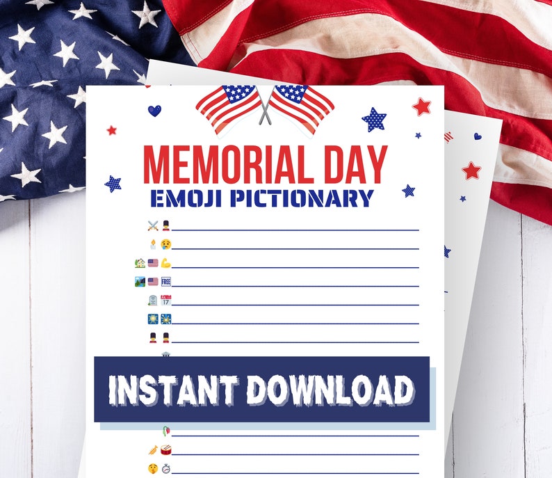 Memorial Day Emoji Pictionary Game Printable Etsy
