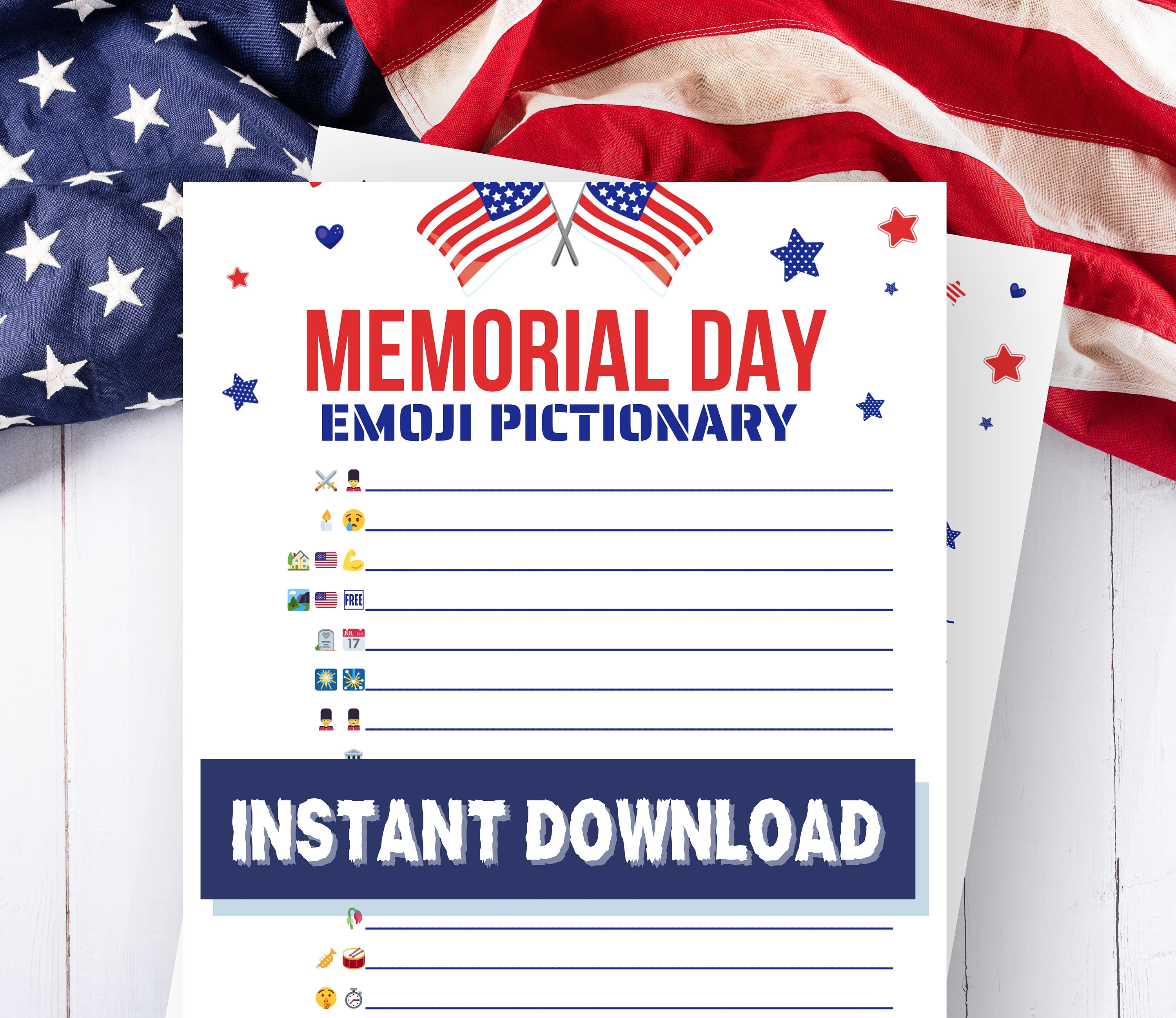 Memorial Day Emoji Pictionary Game Printable - Etsy