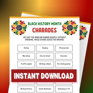 Black History Charades Game, Black History Month, Charades Games, Black Excellence, Classroom Games, February Game, Black History Printable