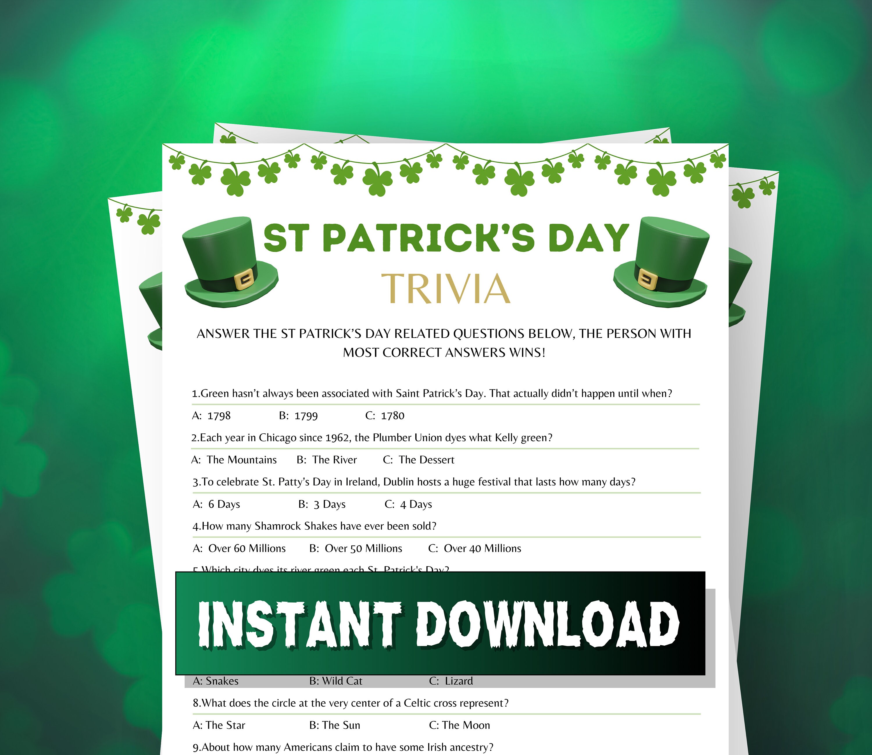 St Patricks Day Trivia Game: Irish Culture Quiz (printable) - Etsy