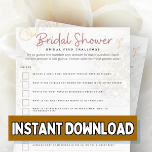 Bridal Shower Feud Challenge, Wedding Feud Game, Bridal Shower Activity, Bridal Shower Party Game, Wedding Family Feud Printable