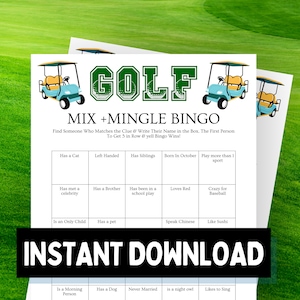 Golf Mix and Mingle Bingo Game, Guest Bingo Game, Icebreaker Activity, Country Club Game, Golf Party, Golf Birthday, Printable Golfing Game
