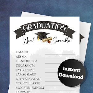 Graduation Word Scramble Game, Word Scramble Printable, Grad Scramble, Answer Key Included, Graduation Game, Word Scramble Activity