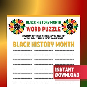 Black History Anagram Game, Black History Games, Black History Month, Word Games, Black History, Black History Printables, Classroom Game