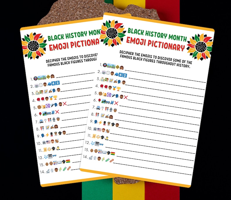 Black History Emoji Pictionary Game, Black History Month, Black