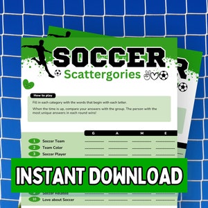 Soccer Scattergories Game, Scattergories, Futbol Scattergories, Fun World Cup Actovity, Soccer Birthday, Kids, Adults, Watch Party Game