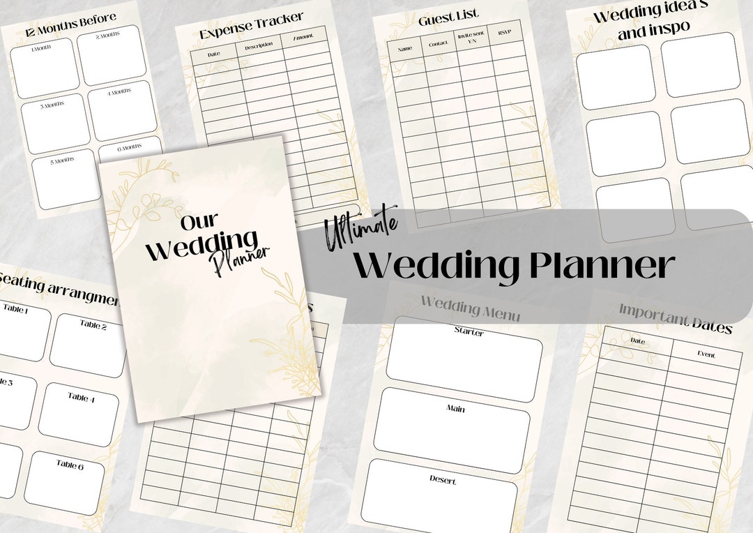 Wedding Planner, Printable Wedding Planner, Wedding Checklist, Schedule, Budget Planner, to Do ...