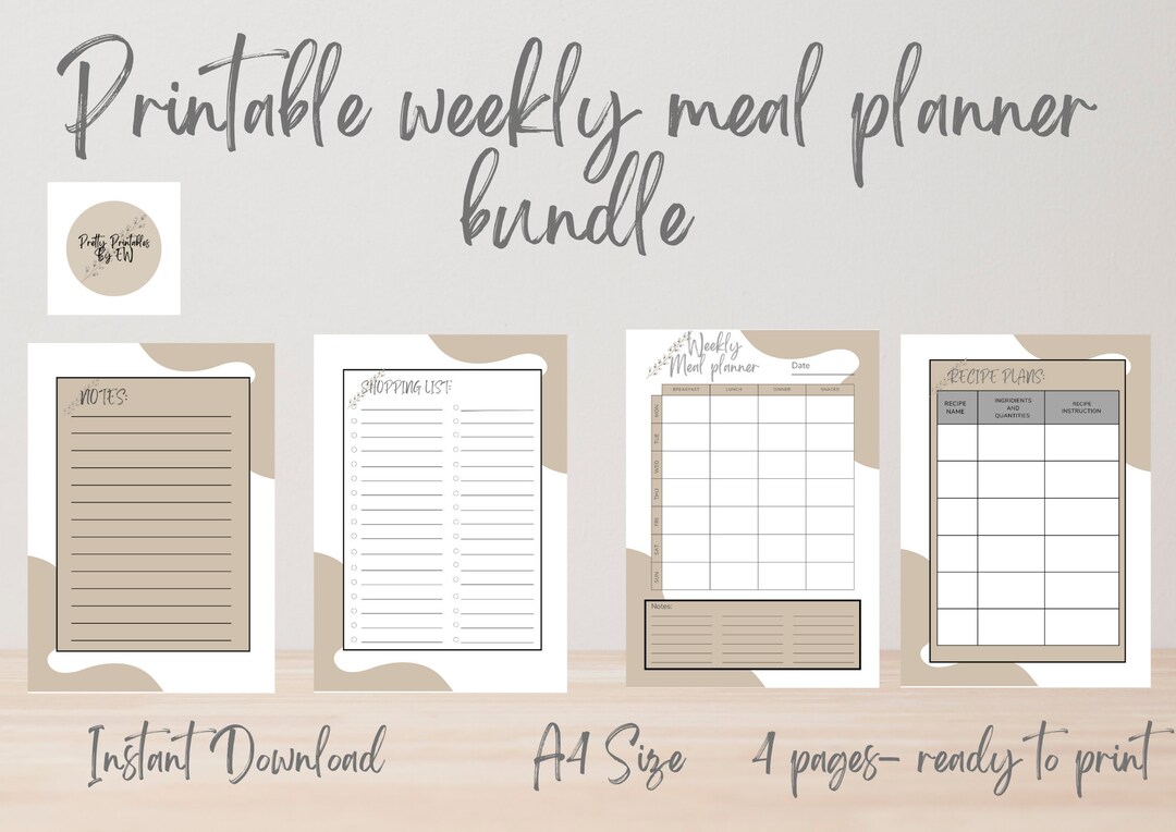 Weekly Meal Prep Planner Printable Meal Planner Instant - Etsy