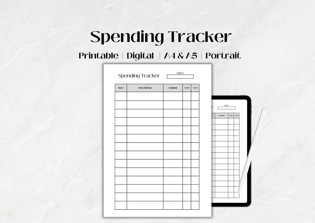 Spending Tracker Printable Template Spending Log Expenses - Etsy