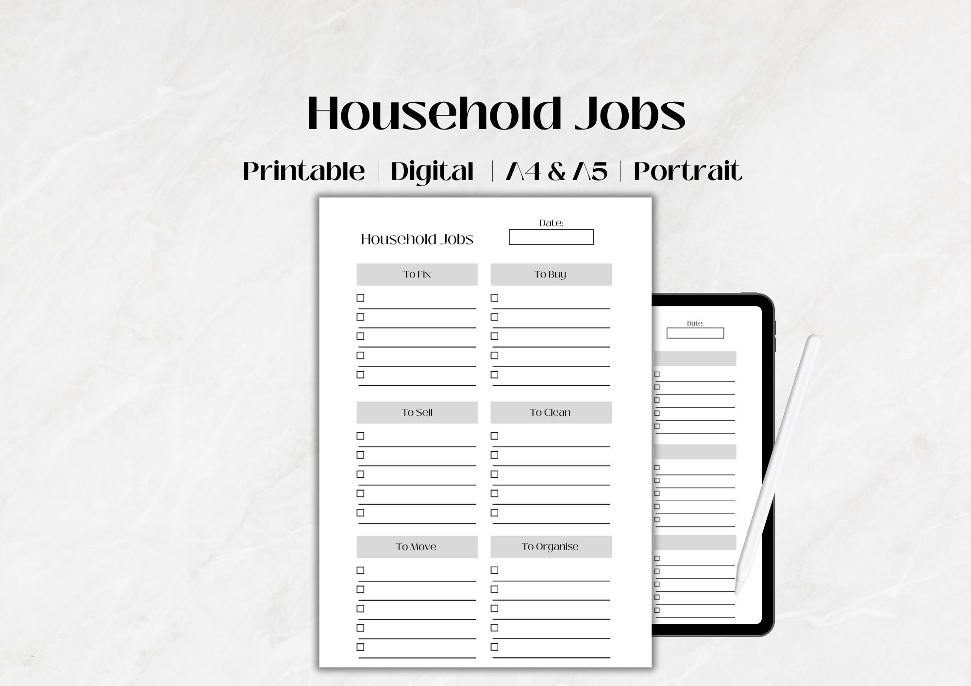 Household Jobs List Printable, to Do List, Jobs List, Home Maintenance ...