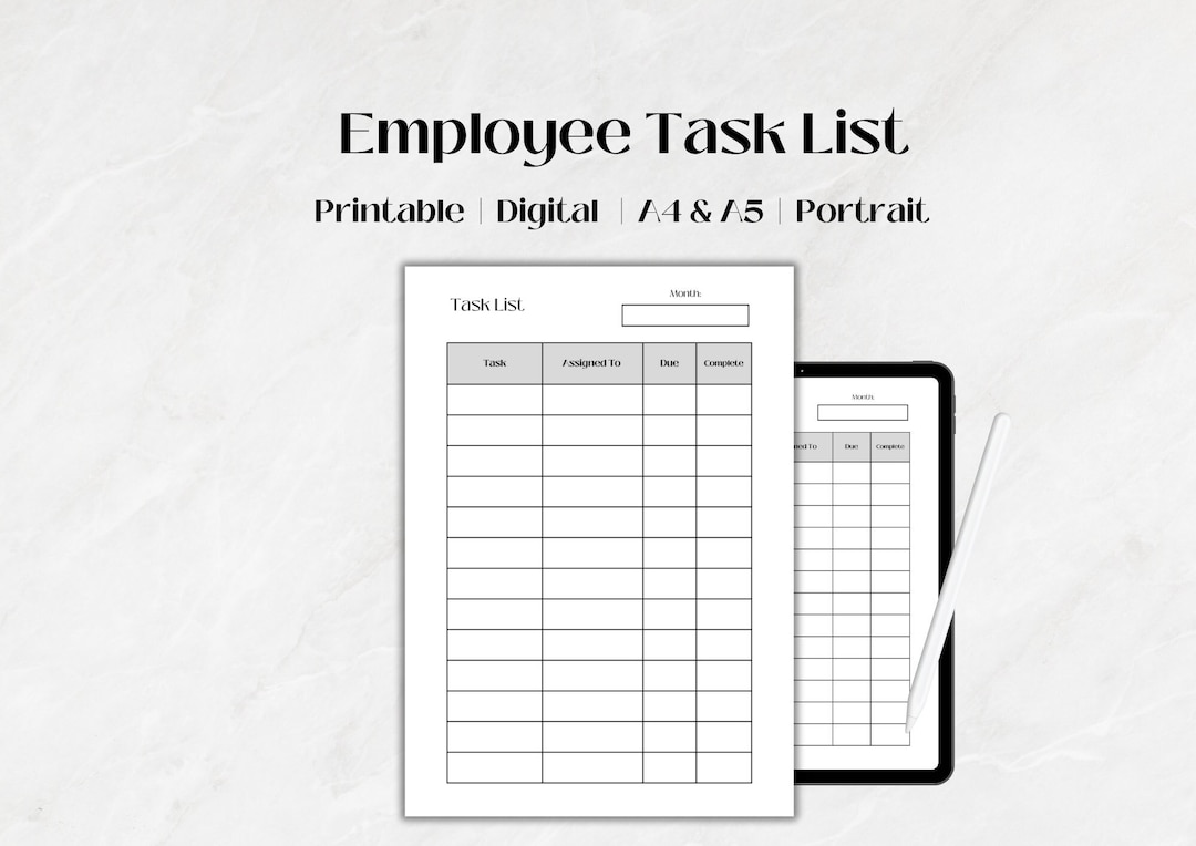 Task List Printable, Employee Task List, Jobs List, Jobs Organiser ...