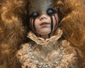 Haunted Victorian Doll – Odette of the Broken Mirror – Gothic Altered Art Doll