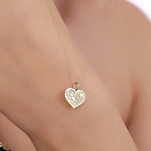 14K Gold Flower Heart Pendant Necklace for Women | Real Gold Flower Charm | Romantic Jewelry | Nature-Inspired Design