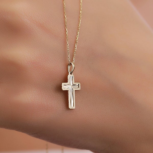 14K Gold Cross Necklace for Women | Elegant Religious Necklace | Genuine Gold Christian Jewelry | A Gift for Her I Mother's Day Gift