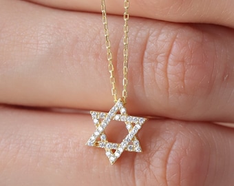 14K Diamond Star of David Necklace | Diamond Pendant for Women | Star Charm Necklace | Perfect Anniversary Gift