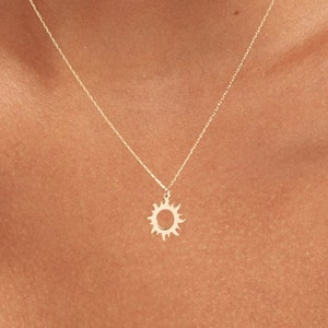14K Solid Gold Sun Necklace for Women | Celestial Charm Pendant | Sunlight Jewelry | Summer Necklace Gift