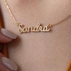 14K Gold Diamond Name Necklace for Women | Customized Personalized Pendant | Ideal Birthday Gift