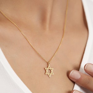 Naszyjnik z Gwiazdą Dawida ze Złota Vermeil 18K dla Kobiet | Unikalny haftowany wzór | Spersonalizowany naszyjnik z żydowską gwiazdą | Biżuteria religijna dla kobiet