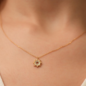 14K Solid Gold Sun Pendant Necklace for Women | Celestial Charm Jewelry | Radiant Sunlight Design | Perfect Summer Gift