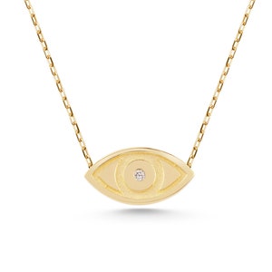 14K Gold Diamond Evil Eye Necklace for Women | Hamsa Lucky Charm Pendant | Daily Wear Jewelry | Gift for Her | Mother&#39;s Day