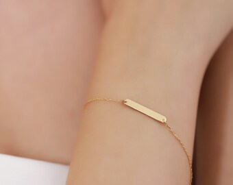 18K Vermeil Gold Bar Armband | Filigrane Ankerkette