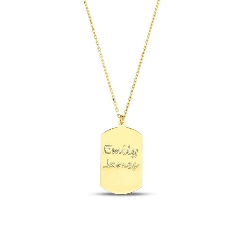 Personalized 14K Gold Name Necklace Custom Nameplate Pendant Real Gold ...