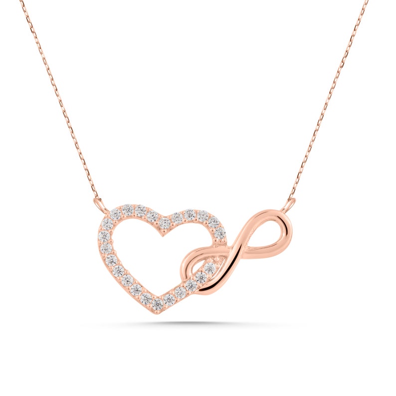 10k 14k Solid Gold Heart and Infinity Necklace, Personalized Infinity ...