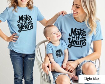 Mock Ups Mommy and Me Bundle, T-Shirt Mock-up Kids, 3001 Tee Mockups, Mom & Baby Shirt Mock Up, Bella Canvas Tshirt, Rabbit Skins Light Blue
