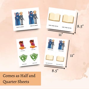 May include: A collection of illustrated cards, each measuring 8.5 x 11 inches. The cards feature religious themes with text such as "Follow the Prophet," "A Child's Prayer," and "Search, Ponder, and Pray." The cards also include the text "CTR Choose the Right."