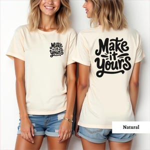 Front and Back Mock Up, Natural T-Shirt Mock-up PNG, Bella + Canvas 3001 Canva Mockup, Cream Shirt Front Back Mock Up Bella Canva Back