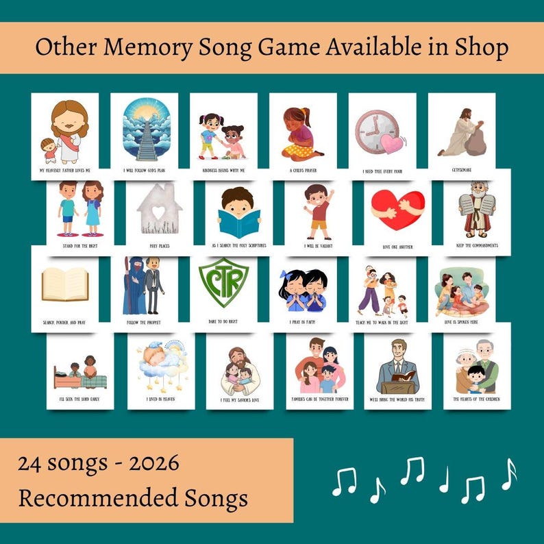 Primary Songs Match Game, LDS Nursery Music (Printable) image 10