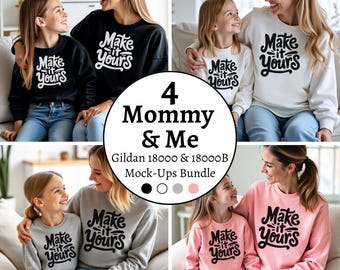 Gildan 18000 Sweatshirt Mockup: Mommy & Me Bundle (Digital Download)
