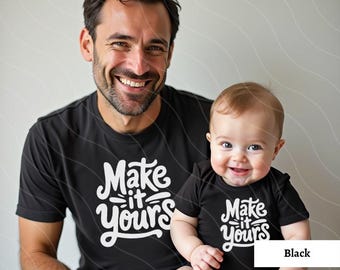 Daddy and Me Black T-Shirt Mockup, Bella Canvas 3001 (PNG Digital Download)