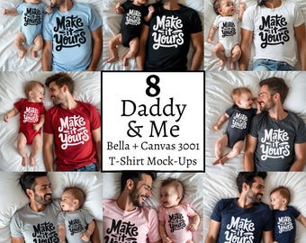 Daddy and Me T-Shirt Mockup Bundle, Bella Canvas 3001 (PNG Digital Download)