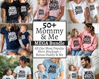 Mommy and Me Shirt Mockup Mega Bundle, 50+ PNG (Digital Download)