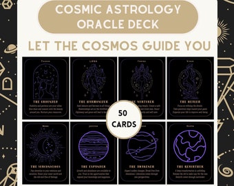 Oráculo de Astrología Cósmica: 50 cartas de tarot imprimibles (descarga digital)