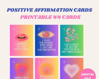 Positive Affirmation Cards Printable Colorful Positivity and Gratitude Affirmation Cards Printable Affirmation Card Deck