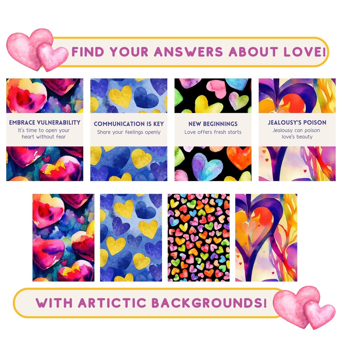 Love Oracle Deck Printable Tarot Deck for Love Digital Download Tarot ...