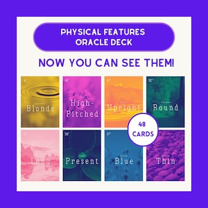 Baraja de Oráculo de Características Físicas Imprimible Llamas Místicas Cartas de Oráculo de Rasgos Físicos para Tarot Adivina Quién Rasgos Físicos