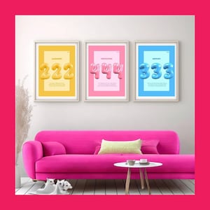 Angel Numbers Poster Set 3 Dopamine Decor Printable Wall Art Angel Numbers Dopamine Boost Printable Art Angel Numbers Wall Decor