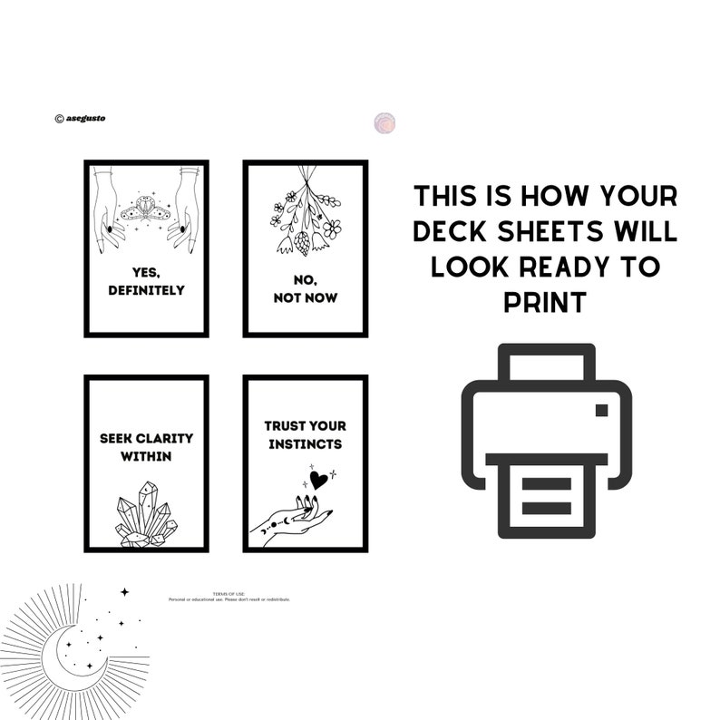 Answer Cards Yes or No Printable Oracle Deck Positive Negative Neutral ...